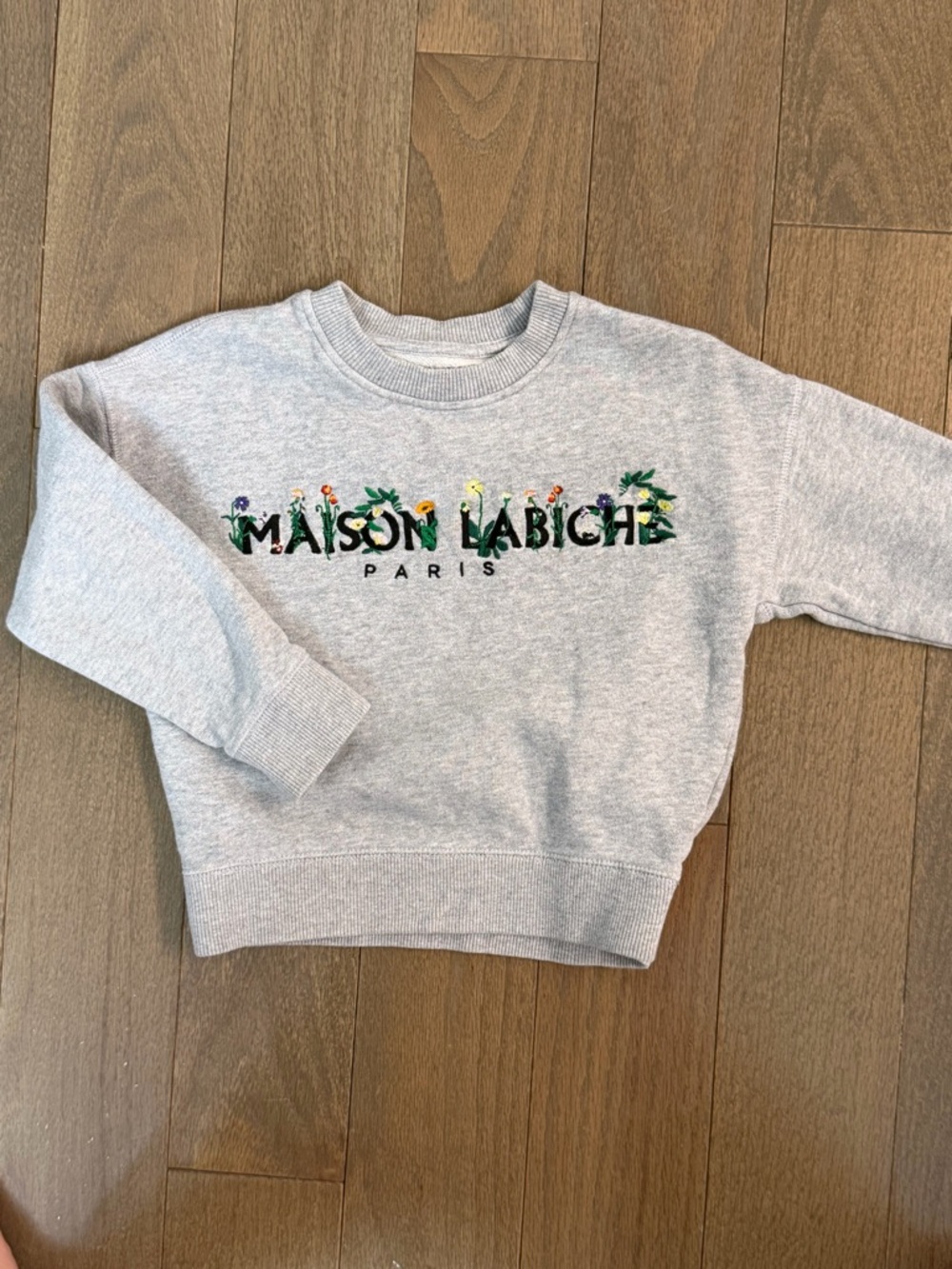 Maison Labiche Kids Light Gray Floral Logo Sweatshirt